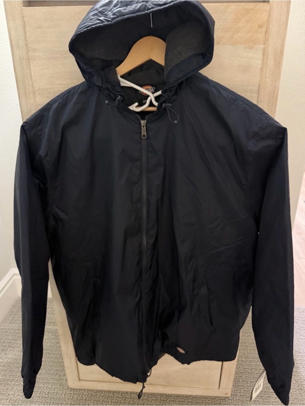 Dickies Hooded Jacket Navy Fleece Lined Water Resistant work wear Size Large NWT